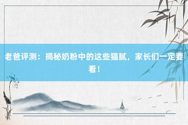 老爸评测：揭秘奶粉中的这些猫腻，家长们一定要看！